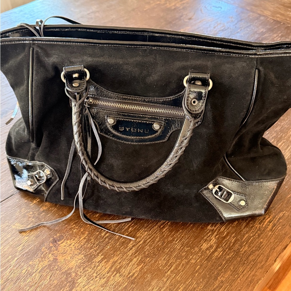 Black Suede Tote Bag